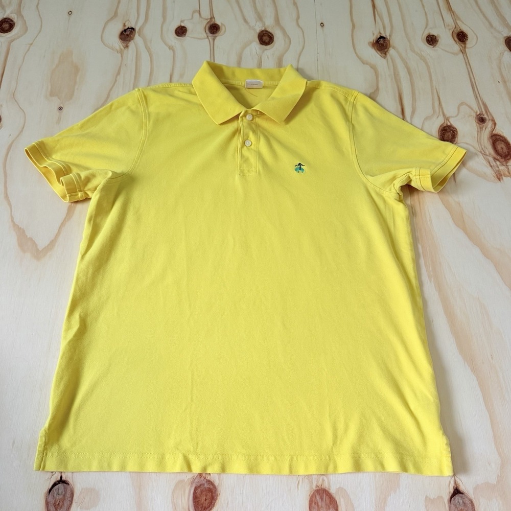 Brooks Brothers Polo Shirt Mens Large Yellow Collared Logo Original Fit